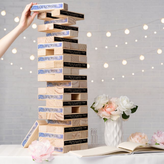 Chic 45th 51st 65th Sapphire Wedding Anniversary Topple Tower (Wedding)