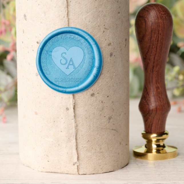 Chic 45th 51st 65th Sapphire Wedding Anniversary Wax Seal Stamp (Insitu (Parchment))