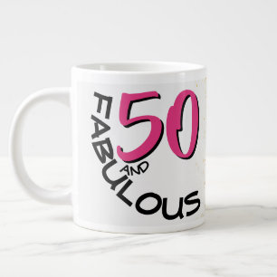 Chic 50 and Fabulous Vintage Pink Watercolor Bike Giant Coffee Mug