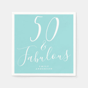 Chic 50 Fabulous Blue 50th Birthday Napkins