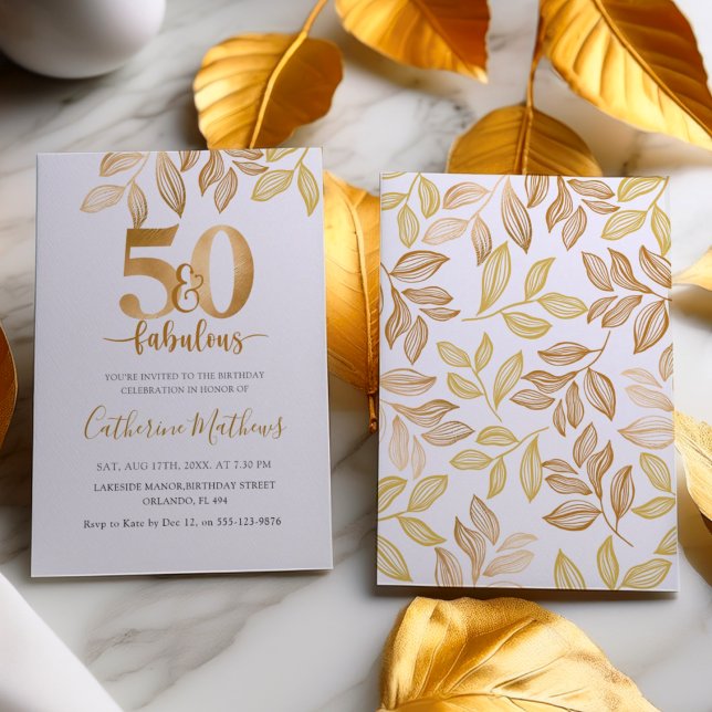 Chic 50 & Fabulous Faux Gold Birthday Party  Invitation (Creator Uploaded)