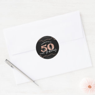 Chic 50 Fabulous Glitter Rose Gold 50th Birthday Classic Round Sticker