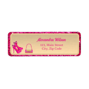 Chic 50 & Fabulous High Heels Gold Pink Glittery Label