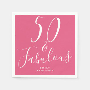 Chic 50 Fabulous Hot Pink 50th Birthday Napkins