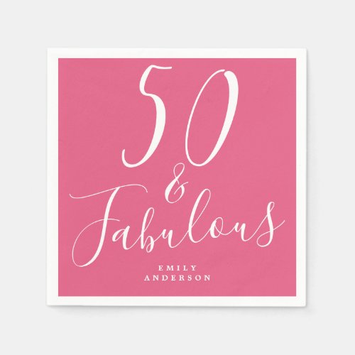 Chic 50 Fabulous Hot Pink 50th Birthday Napkins