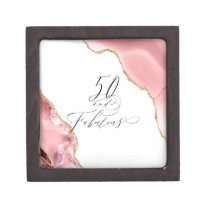 Chic 50 Fabulous Rose Gold Glitter Typography Gift Box