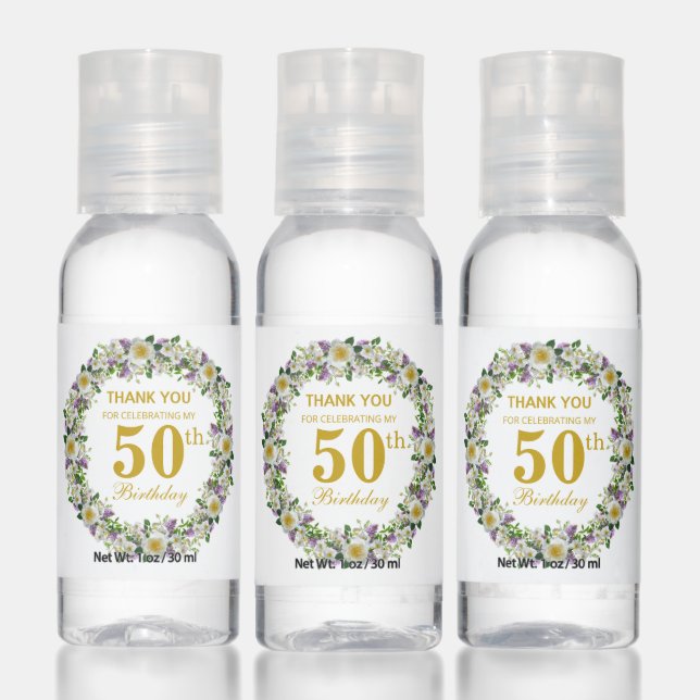 Chic 50th 60th 70th 80th Birthday Thank You Favor Hand Sanitizer (Set)