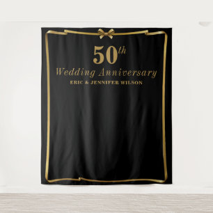 Chic 50th Anniversary Black n Gold Photo Backdrop