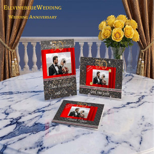 Chic 50th Anniversary Photo Thank You   Gold