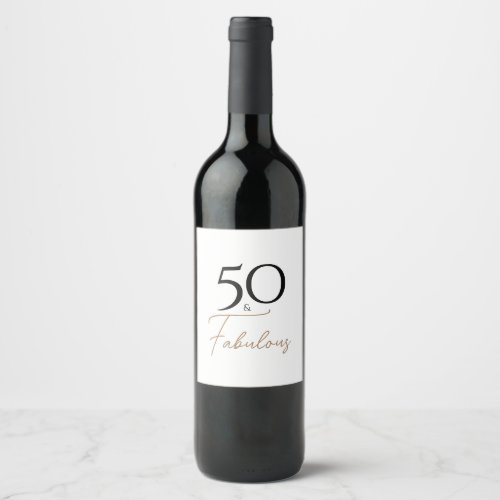 Chic 50th Birthday Black  Gold  Wine Label