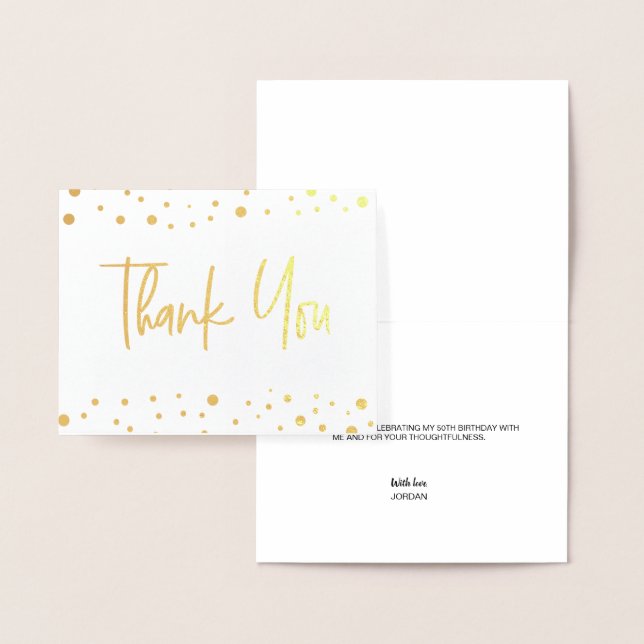 Chic 50th birthday Confetti thank you card (Display)