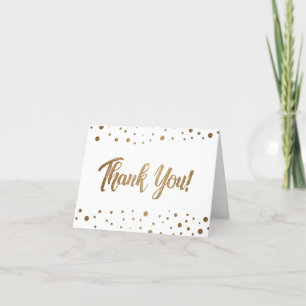 Chic 50th birthday faux gold confetti letterpress thank you card