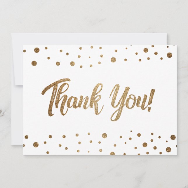 Chic 50th birthday faux gold confetti thank you ca card (Front)