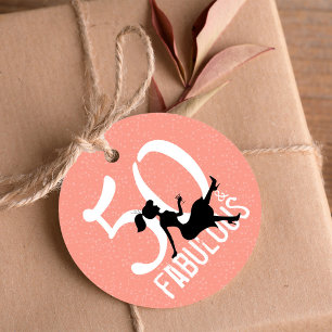 Chic 50th Birthday Party Pink Custom Favor Tags