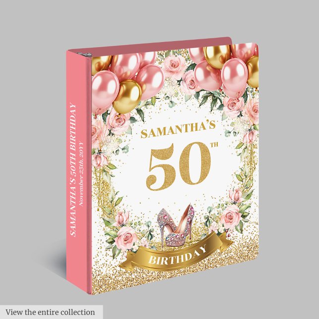 Chic 50th Birthday Pink Heels Memory Album 3 Ring Binder (Chic 50th Birthday Pink Heels Memory Album 3 ring binder)