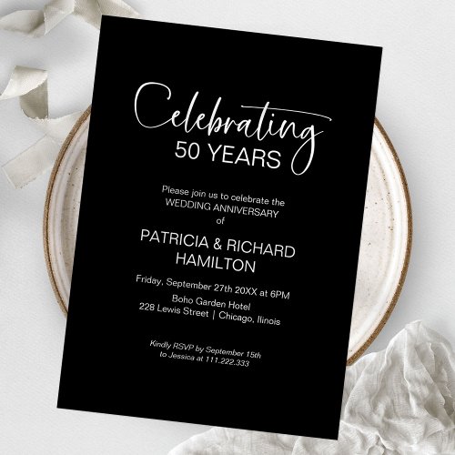 Chic 50th Wedding Anniversary Invitations