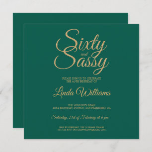 Chic 60 and Sassy Green Gold 60th Birthday Party Invitation