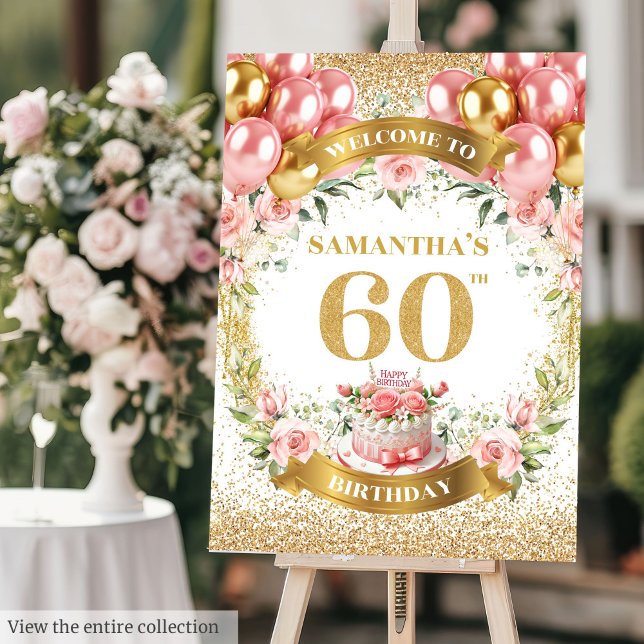 Chic 60th Birthday Cake Boho Blush Welcome Floral Foam Board (Chic 60th Birthday Cake Boho Blush Welcome Floral Foam Board)