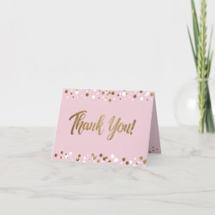 Chic 60th Birthday Gold Blush Pink Custom Letterpress Thank You Card