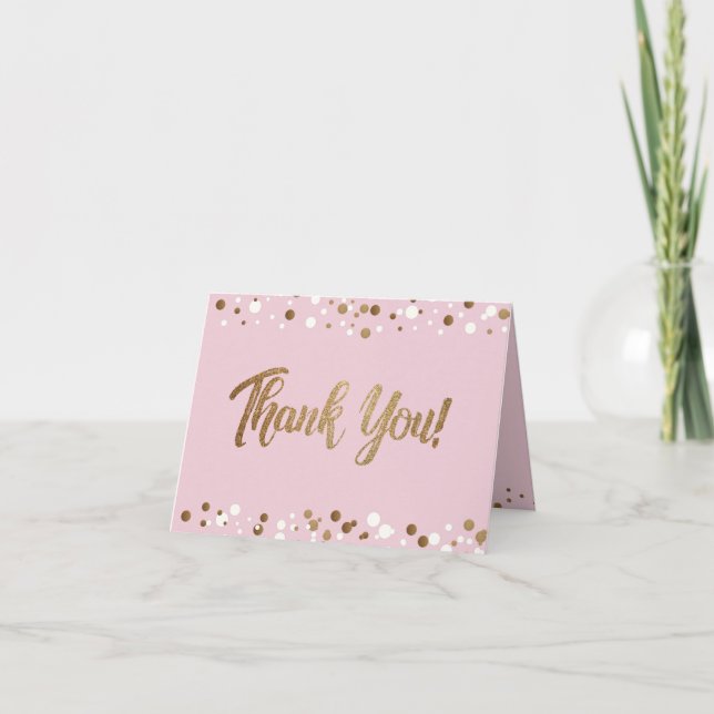 Chic 60th Birthday Gold Blush Pink Custom Thank You Card (Front)
