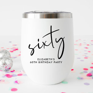 Chic 60th Birthday Party Thermal Wine Tumbler