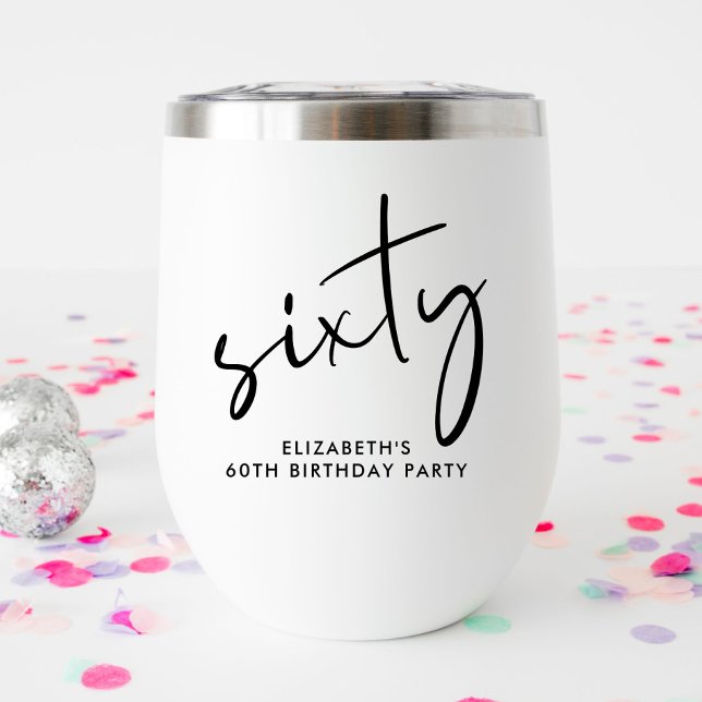 Chic 60th Birthday Party Thermal Wine Tumbler (Creator Uploaded)