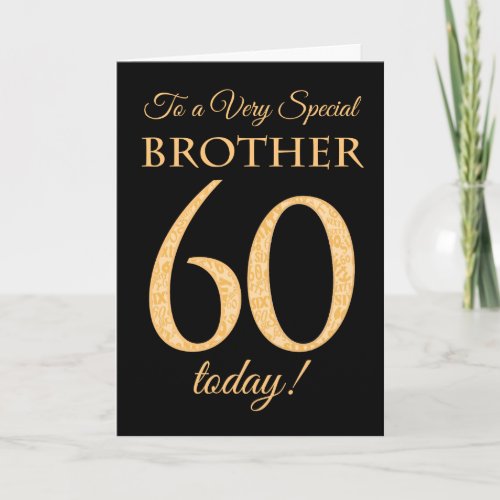 Chic 60th Gold_effect on Black Brother Birthday Card