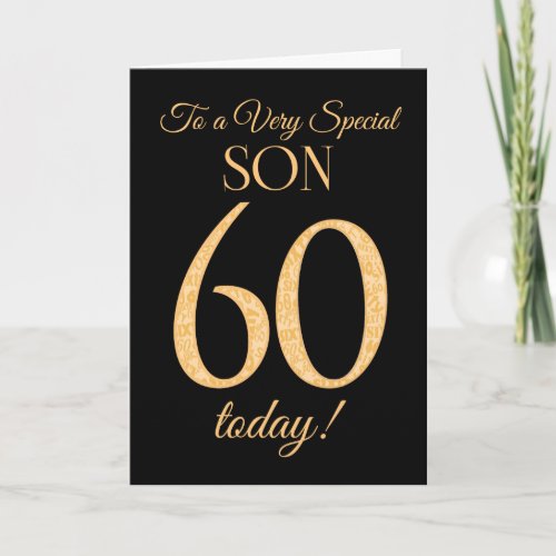 Chic 60th Gold_effect on Black for Son Birthday Card