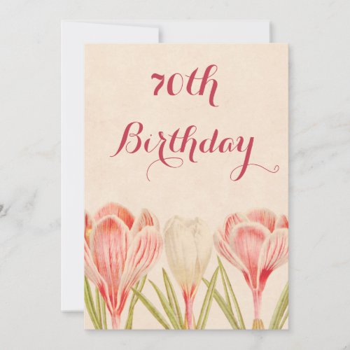 Chic 70th Birthday Spring Crocuses Invitation