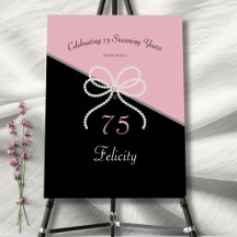 Chic 75th Gala Pink and Black Event Welcome Sign