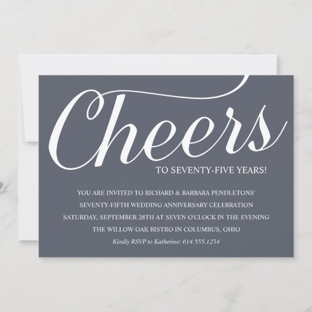 Chic 75th Wedding Anniversary Party Invitation (Front)