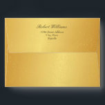 Chic 7 x 5 Gold Mailing Envelopes Return Address<br><div class="desc">Wedding Custom Personalized envelopes feature formal style grey return text on a elegant faux gold printed background.
Font,  size,  and color can be changed to fit your need.
Please note: GOLD IS PRINTED EFFECT</div>