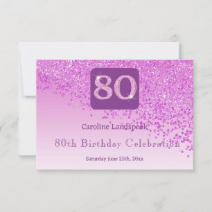 Chic 80 Birthday Pink Glitter RSVP Card