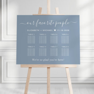 Chic 8 Table Dusty Blue Wedding Seating Chart Foam Board
