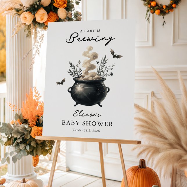 Chic 'a Baby is Brewing' Halloween Baby Shower  Foam Board (Creator Uploaded)