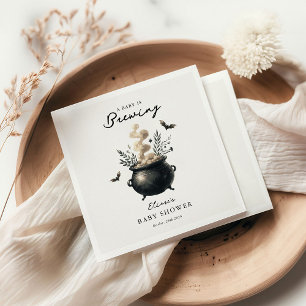 Chic 'a Baby is Brewing' Halloween Baby Shower Napkins