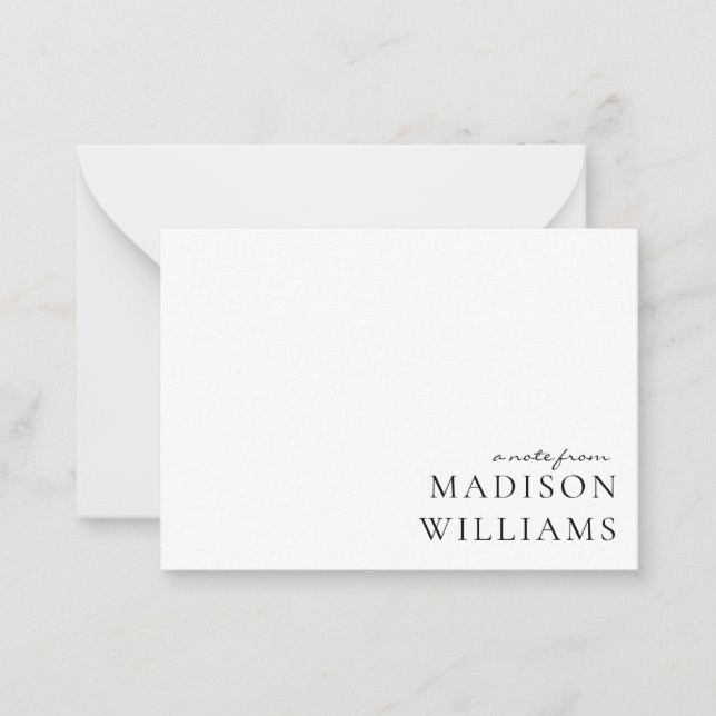 Chic A Note From Script Typography Note Card (Front)