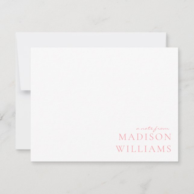 Chic A Note From Script Typography Pink Note Card (Front)