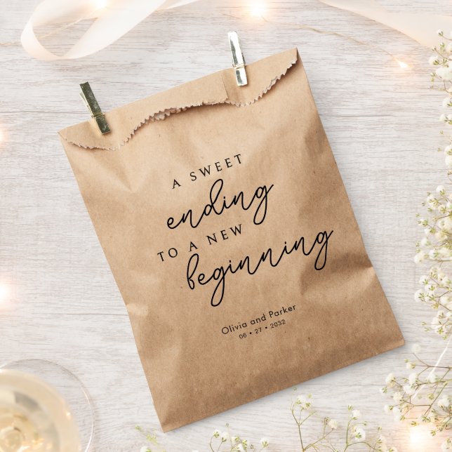 Chic A Sweet Ending to a New Beginning Wedding Favor Bag (Clipped)