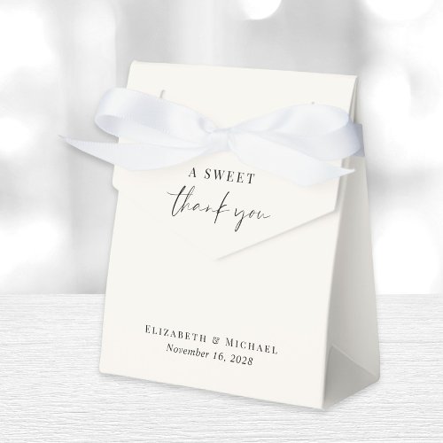 Chic A Sweet Thank You Cream Wedding Favor Boxes