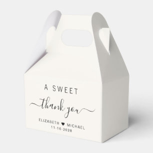 Chic A Sweet Thank You Cream Wedding Favor Boxes