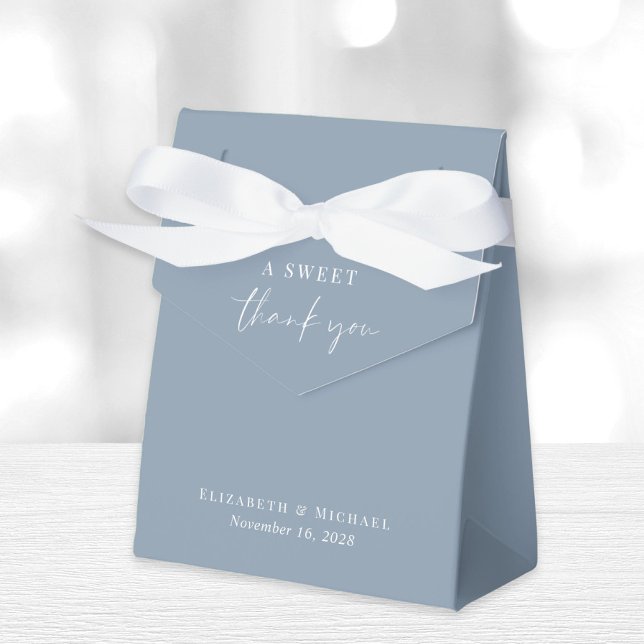 Chic A Sweet Thank You Dusty Blue Wedding Favor Boxes (Creator Uploaded)