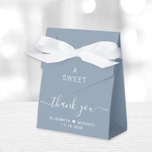 Chic A Sweet Thank You Dusty Blue Wedding Favor Boxes