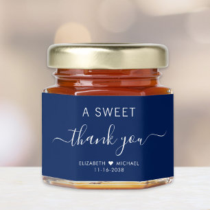 Chic A Sweet Thank You Navy Blue Wedding Honey Jar Favors