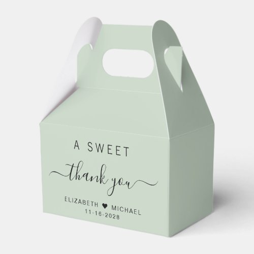 Chic A Sweet Thank You Sage Green Wedding Favor Boxes