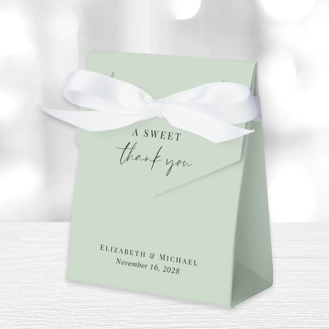 Chic A Sweet Thank You Sage Green Wedding Favor Boxes (Creator Uploaded)