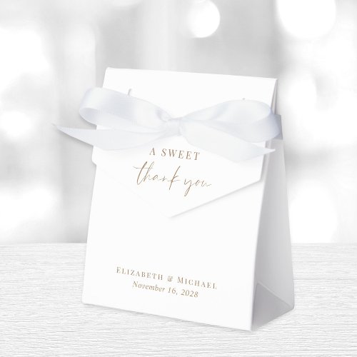 Chic A Sweet Thank You White Gold Wedding Favor Boxes