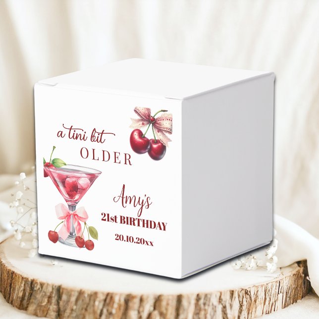 Chic A Tini Bit Older Cherry Martini 21st Birthday Favor Boxes (Creator Uploaded)
