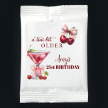 Chic A Tini Bit Older Cherry Martini 21st Birthday Margarita Drink Mix<br><div class="desc">An elegant modern design featuring a watercolor illustration of a cherry martini tied with a pink bow. Customize the details and Birthday year for a unique and chic Birthday Celebration.</div>