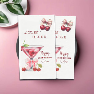 Chic A Tini Bit Older Cherry Martini 21st Birthday Paper Guest Towels